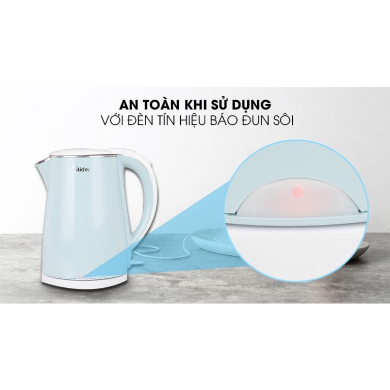 (QUÀ TẶNG HẤP DẪN 0đ) Bình Đun Siêu Tốc Midea MK-15DC (1.5 lít) - Hồng- Xanh