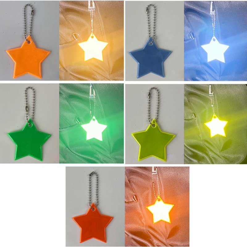 KING 10 Pcs Child Safety Reflectors Keyring Reflective Stars Safe Reflector Keychains