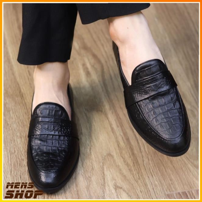Giày Lười Nam Dập Vân Cá Sấu  đế khâu bền bỉ _ mã x091