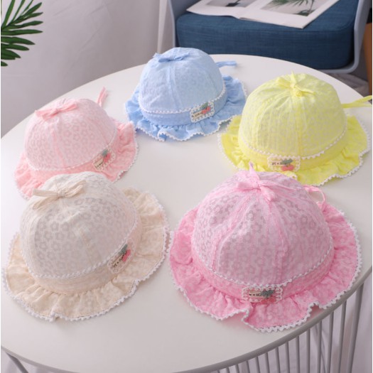 MU21 : Mũ vành cho bé từ 6m (hoa - cherry)