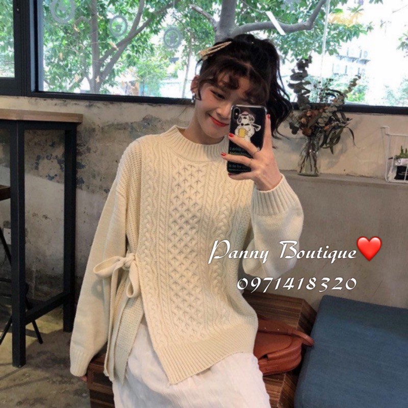 [Order có ảnh thật]Áo len vặn thừng vạt thắt nơ ♥️, style ulzzang Hàn Quốc 🌻 Panny Boutique 🌻