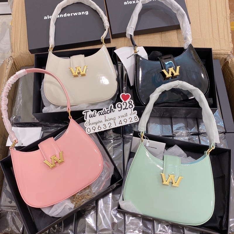 Túi W kẹp nách da bóng size 21cm fullbox