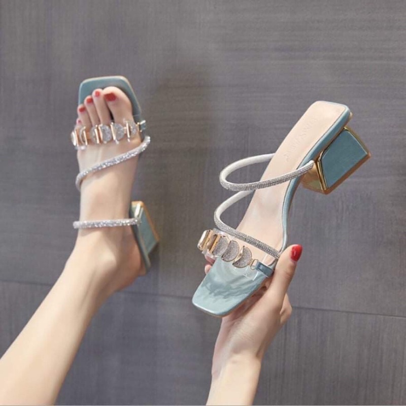Guốc sandal nữ đính đá 3cm sang chảnh