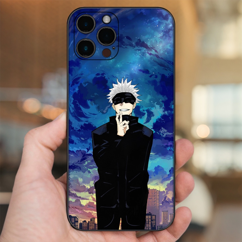 Ốp lưng iPhone 12 Pro Max dẻo đen cạnh vuông in hình Satoru Jujutsu Kaisen