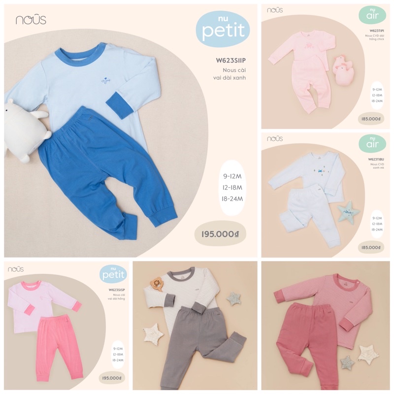 BỘ NOUS CÀI VAI DÀI 9-12M 12-18M 18-24M