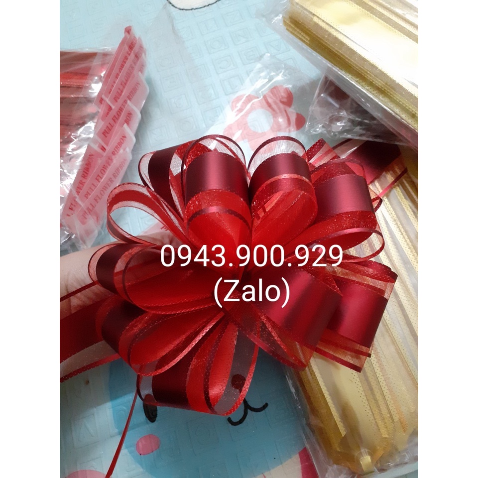 Nơ tú cầu trơn xước trang trí giỏ quà, trang trí hộp quà