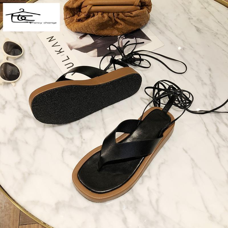 Giày Sandal Mùa Hè Đế Dày Phong Cách La Mã Cổ Điển 2022 Cho Nữ