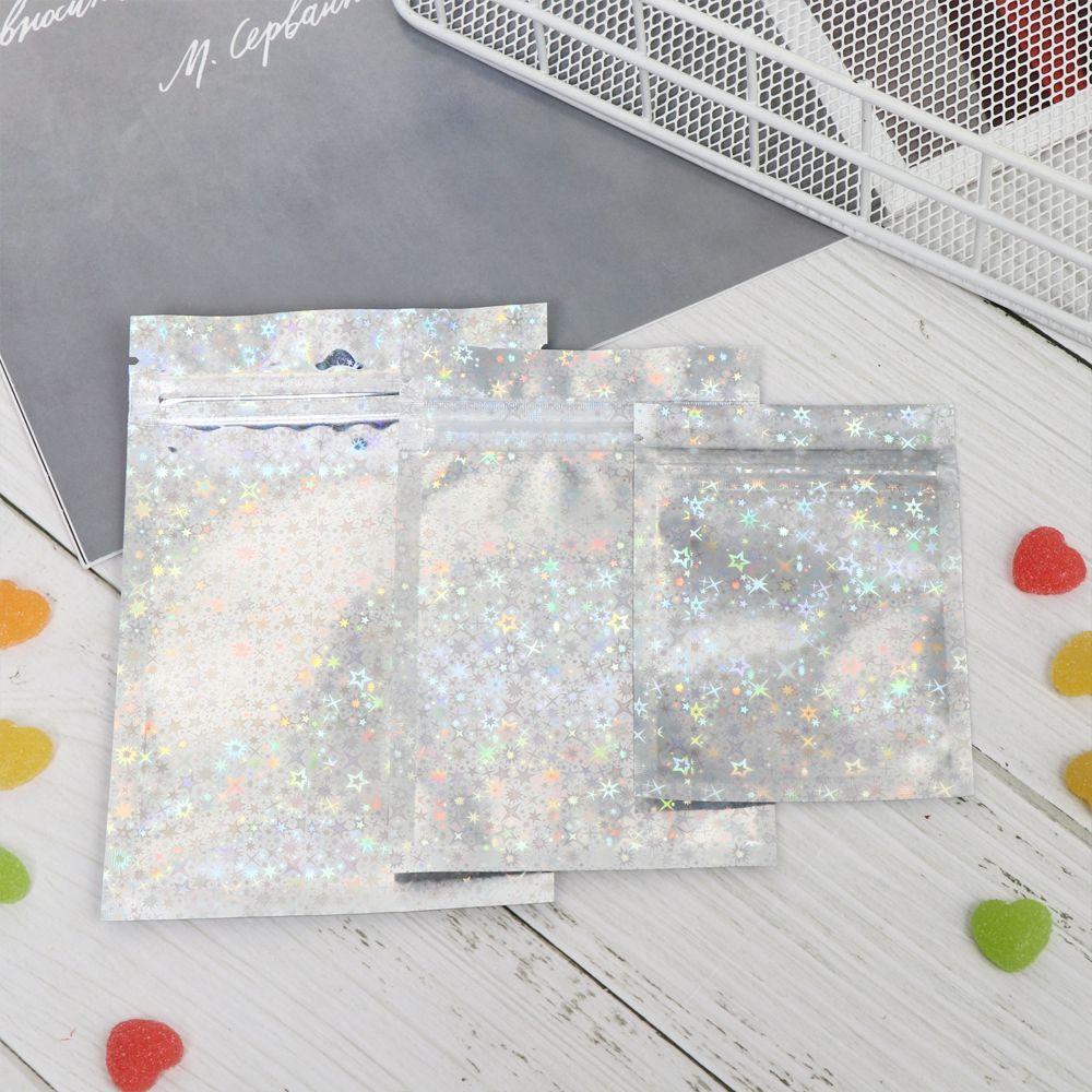 JUNE Bộ 20 Túi Nhựa Đựng Bằng Lá Nhôm Hologram Chống Thấm Nước Có Khóa Kéo