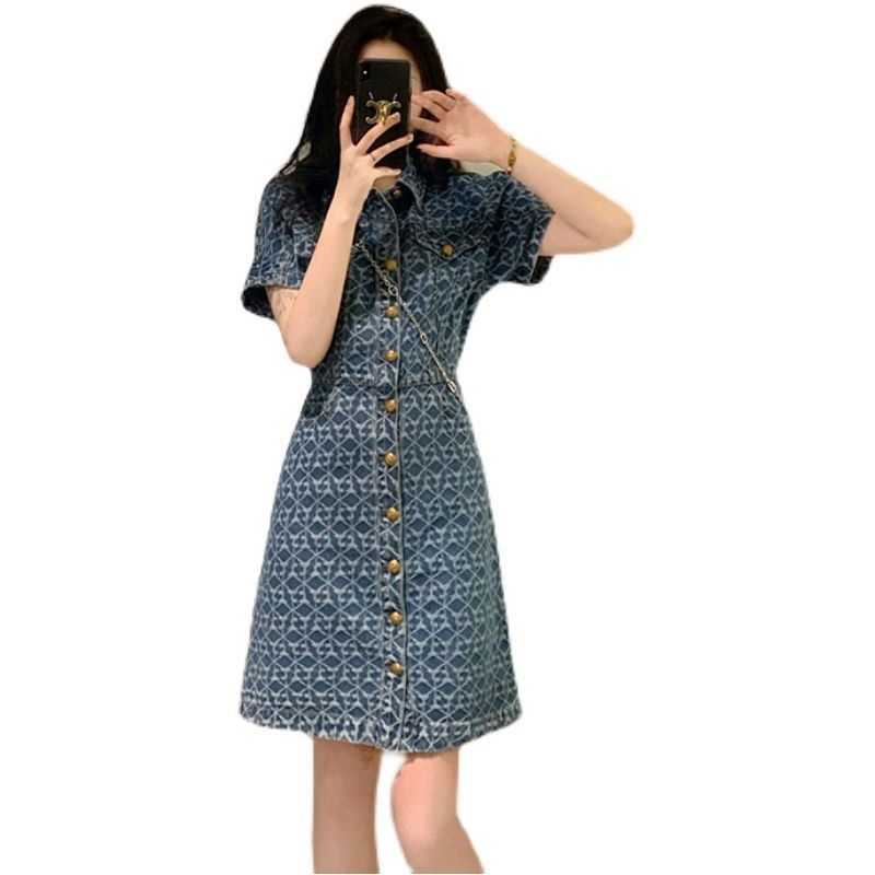 Đầm denim mỏng cao cấp phong cách Châu Âu thời trang mùa hè cho nữ