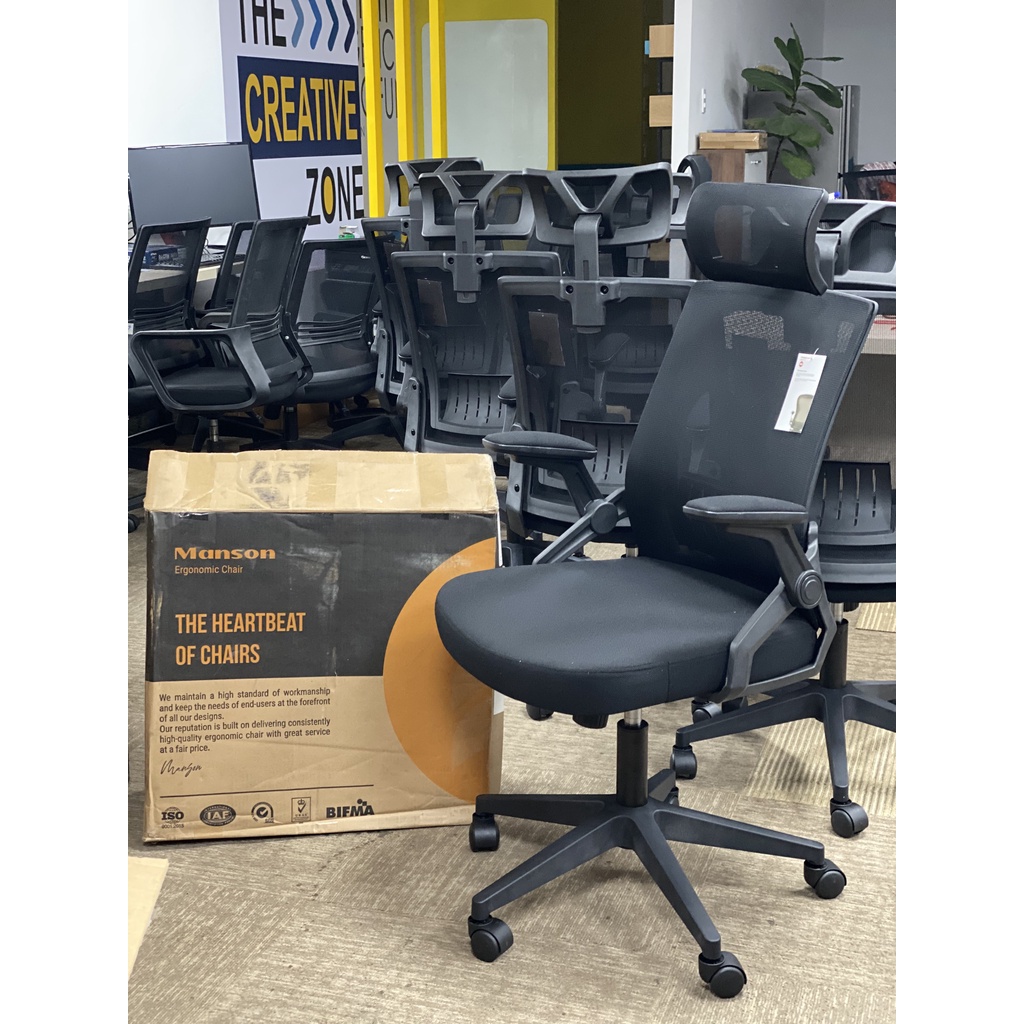 Ghế Văn Phòng Công Thái Học Xiaomi Manson Ergonomic / Regal Tay Gập, Tựa Đầu linh Hoạt Giảm Đau Vai Gáy.