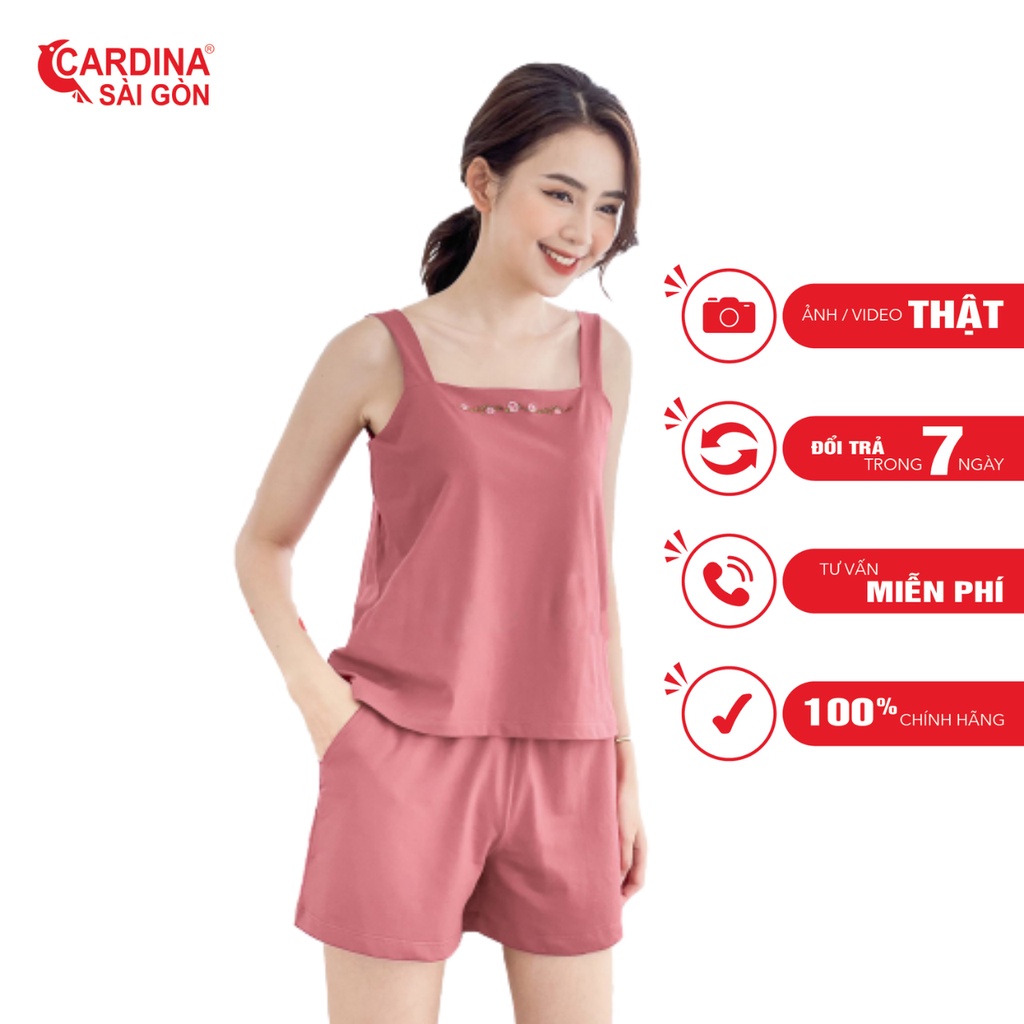 Đồ Bộ Nữ Đùi Mặc Nhà Hai Dây Thêu Hoa 𝐂𝐀𝐑𝐃𝐈𝐍𝐀 Sài Gòn Chất Cotton Nhật Cao Cấp Thiết Kế Quyến Rũ Tôn Dáng Mã 1CF19