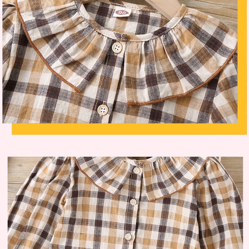 Set Áo Và Chân Váy Caro Thời Trang Cho Bé Gái