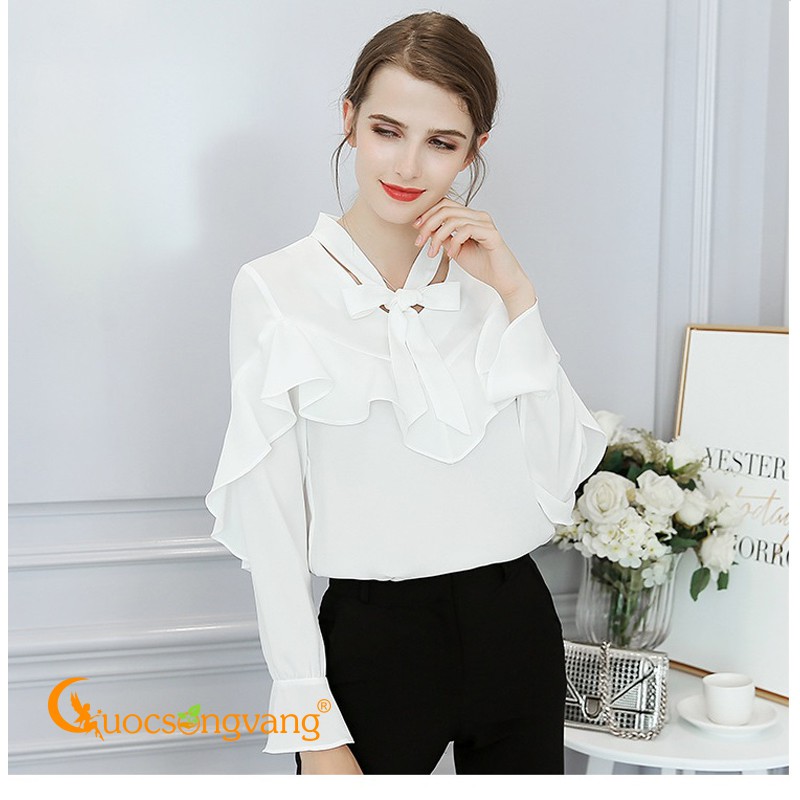 Áo kiểu nữ đẹp áo sơ mi cách điệu dài tay GLA166 Cuocsongvang