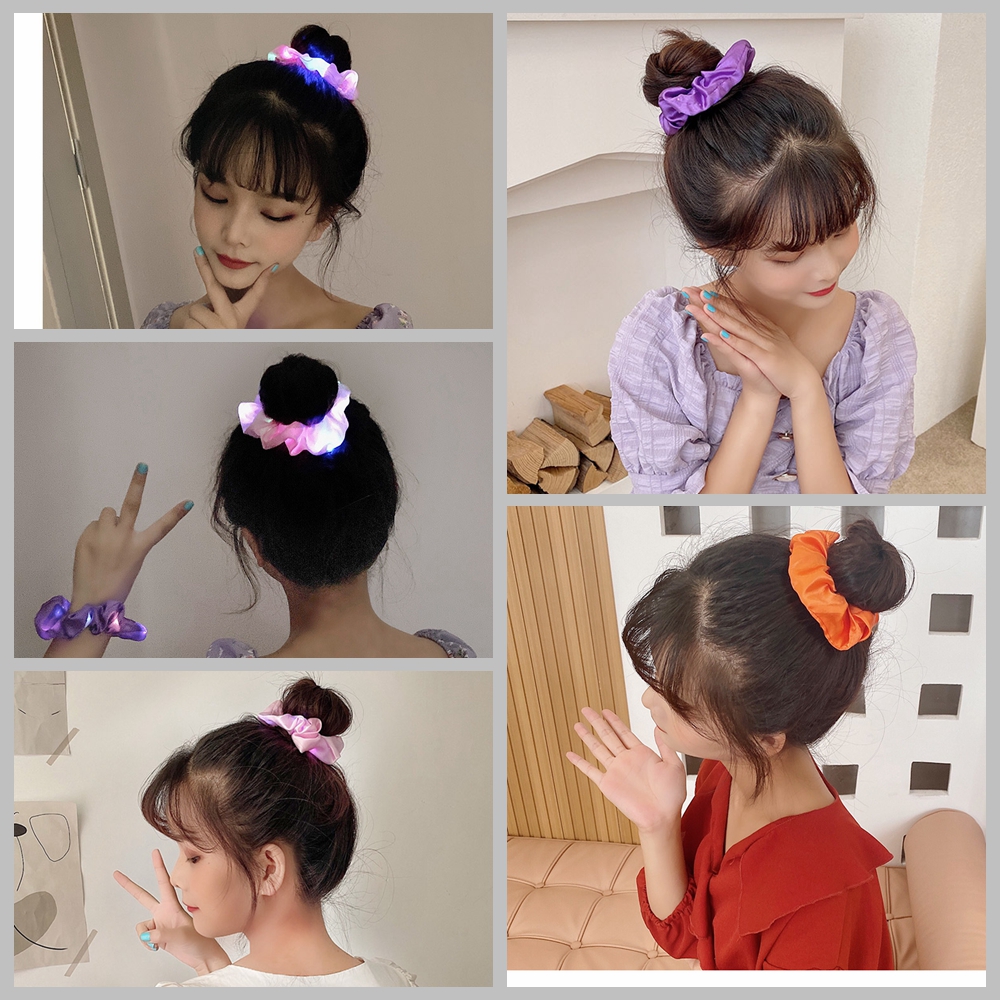 Dây buộc tóc vải nhung nhiều màu sắc có đèn LED thời trang dành cho nữ