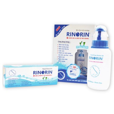 ✅ RINORIN (Bình + 30 gói muối rửa) - Bộ rửa mũi xoang kèm 30 gói hỗn hợp rửa mũi