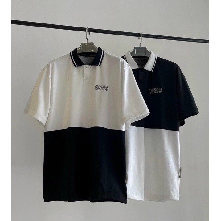 Áo Thun Polo Unisex WNS 1/2 màu ĐEN/TRẮNG form rộng ✳️ Chất thun da cá form nam nữ unisex/Áo thun có cổ Jaystoree