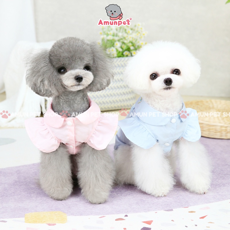 Áo Cho Chó Mèo Chất Liệu Mỏng Mát Hoạ Tiết Cổ Thêu Hoa Cao Cấp Quần Áo Thời Trang Thú Cưng Giá Rẻ Amun Pet