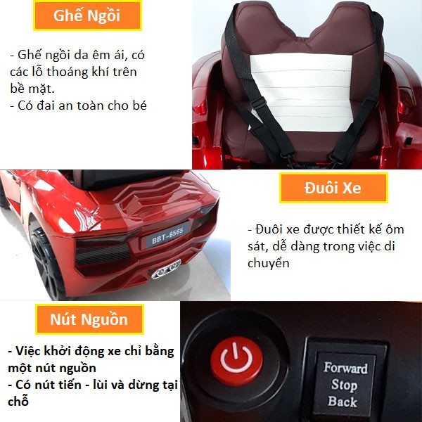 [Mã LIFEM1 giảm 50k đơn 99k] Ô tô xe điện trẻ em Lammborghini BBT GLOBAL màu xanh phun sơn BBT-6565XS