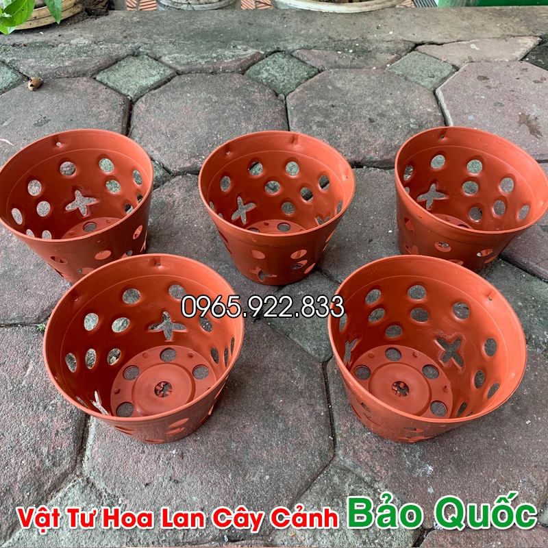 Chậu nhựa giả đất nung 17cm trồng lan siêu bền