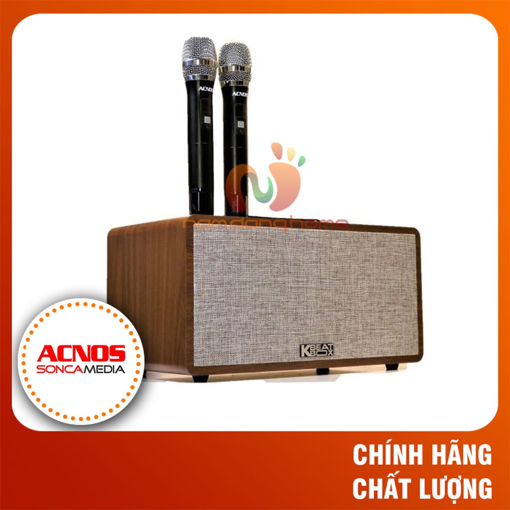 Loa kéo Acnos CS390 - Loa bluetooth thùng gỗ karaoke di động chất lượng cao, tặng kèm 2 micro không dây