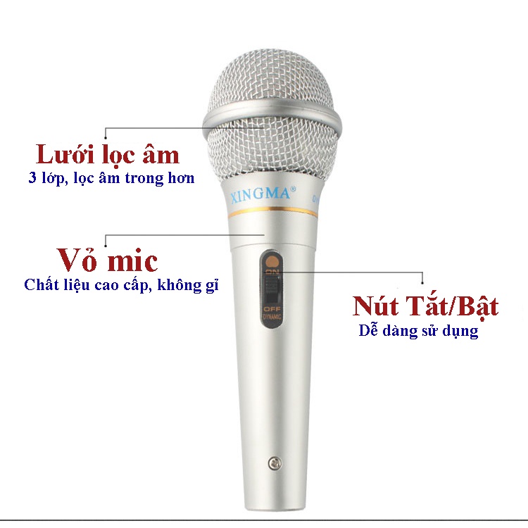 Mic, Micro Karaoke XINGMA AK-319 Tiết Kiệm Pin, Lọc Âm Tốt, Hát Hay Như Ca Sĩ Với Mic Xing Ma - BẢO HÀNH UY TÍN