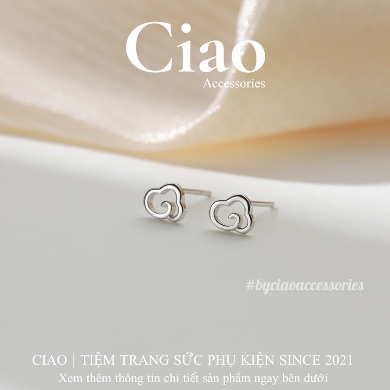 Khuyên tai/ Bông tai mạ bạc S925 thiết kế hình mây đơn giản Cloud Tiny Ciao