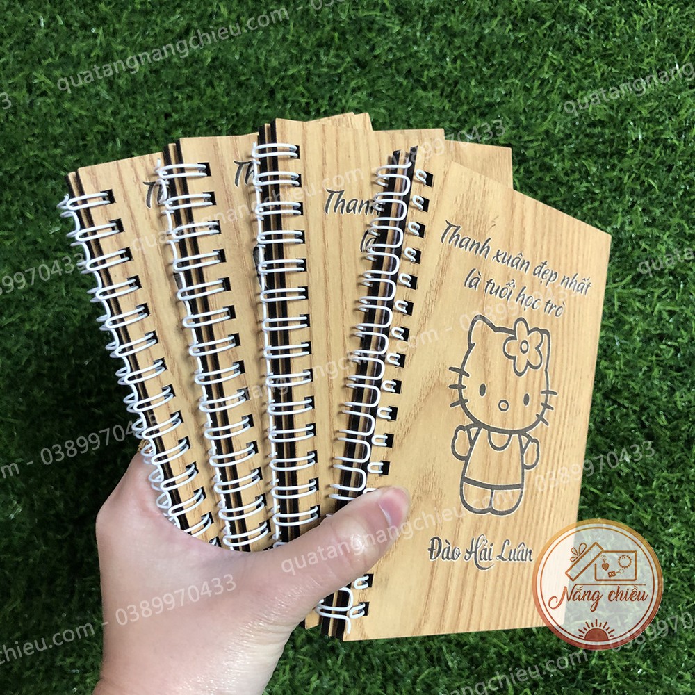 Sổ tay khắc hình mèo hello kitty_ sổ tay quà tặng sinh nhật