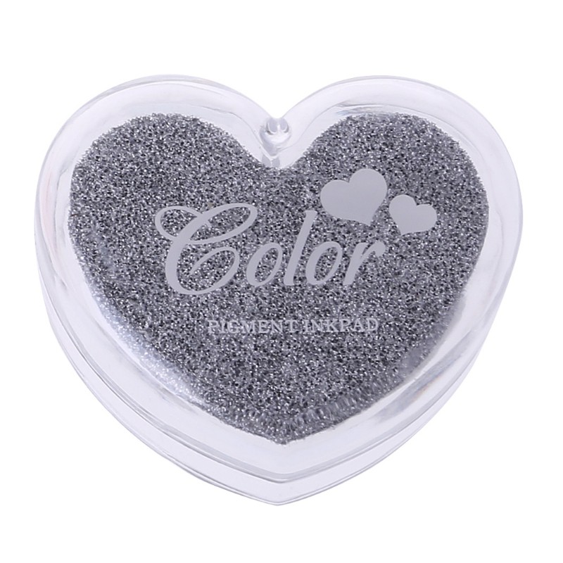 ❤❤Heart Shaped Colorful Oil Ink Pad Rubber Stamp Partner Craft Rainbow