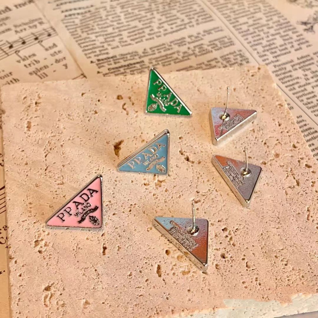 Khuyên tai bạc 925 hình tam giác phong cách mới mẻ thời trang