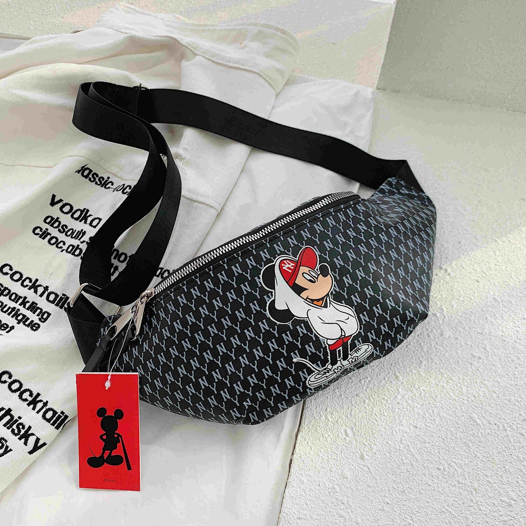 Túi đeo chéo ngực/thắt lưng MLB in hình mickey hoạt hình phong cách hip hop 02