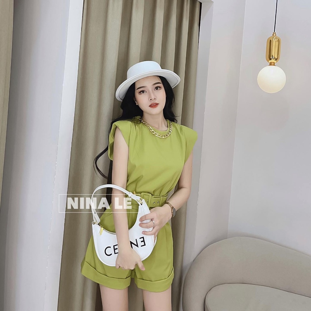 Set sơ mi tay dơi kèm đai thắt eo dây xích TH10523