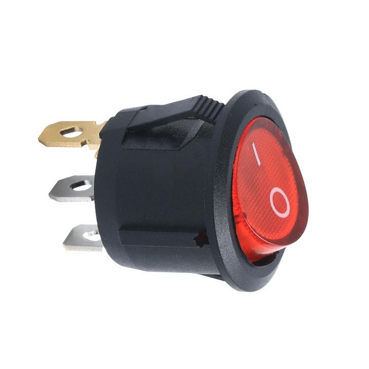 Công Tắc Bập Bênh Tròn Có Đèn 3 Chân KCD2 6A 250V