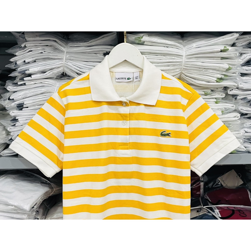 [HÌNH THẬT] ÁO THUN CỔ TRỤ LACOSTE CAM  VNXK   - COTTON CÁ SẤU 100%