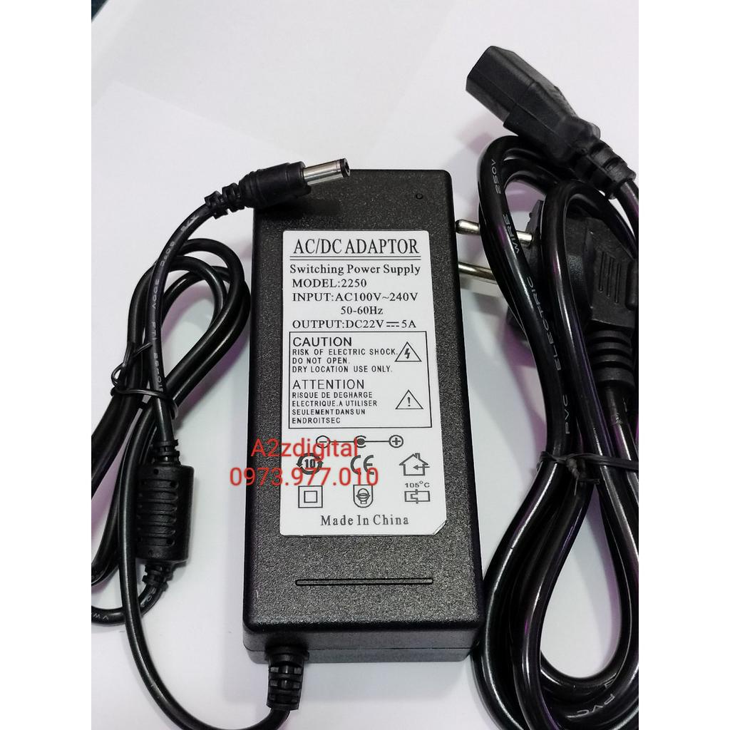Adaptor sạc loa kéo 22V-5A, dây nguồn rời, hàng tốt