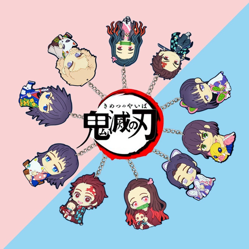 Móc Khóa Nhựa Cao Su Mềm Hình Hoạt Hình Demon Slayer