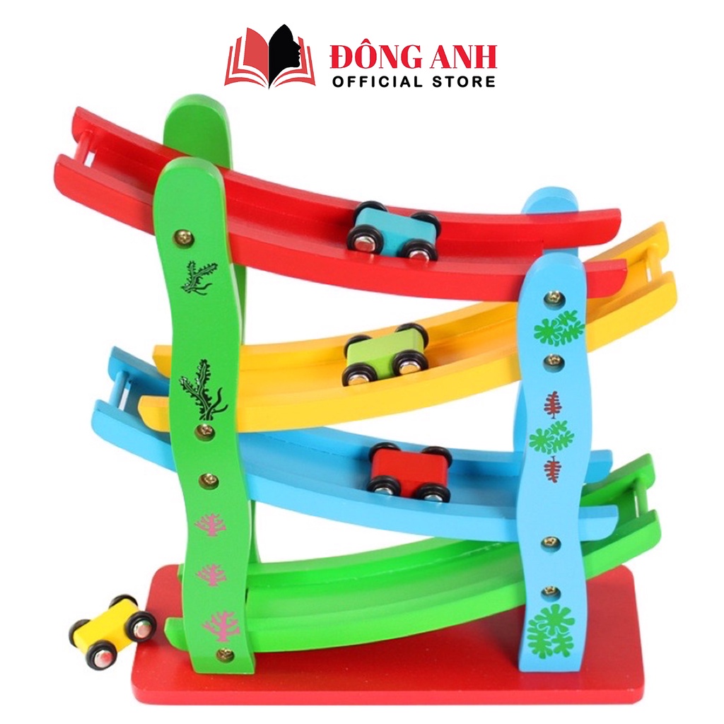 Bộ đồ chơi xe ô tô cầu trượt 4 tầng Baostore cho bé học quan sát màu sắc và chuyển động