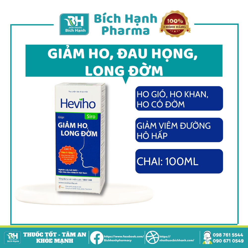 Siro Heviho - Làm ấm họng, giảm ho, cảm cúm, tăng đề kháng (chai 100ml)