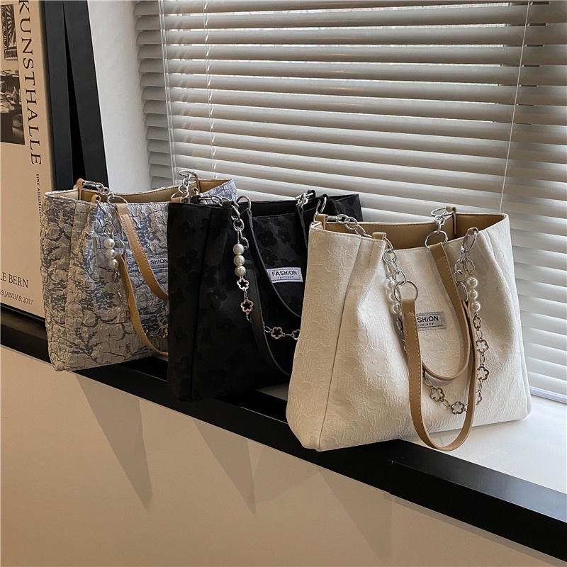 Túi tote Đeo Vai Vải canvas Thêu Họa Tiết Thời Trang Mùa Hè 2022 Có Sức Chứa Lớn Cho Nữ