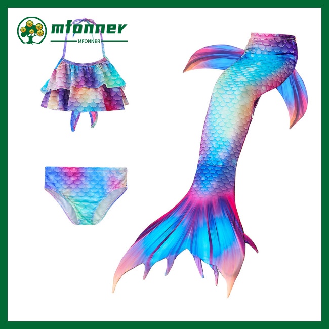 Set 3 Món Đồ Bơi Đuôi Cá Nhiều Màu Sắc Cho Bé Gái