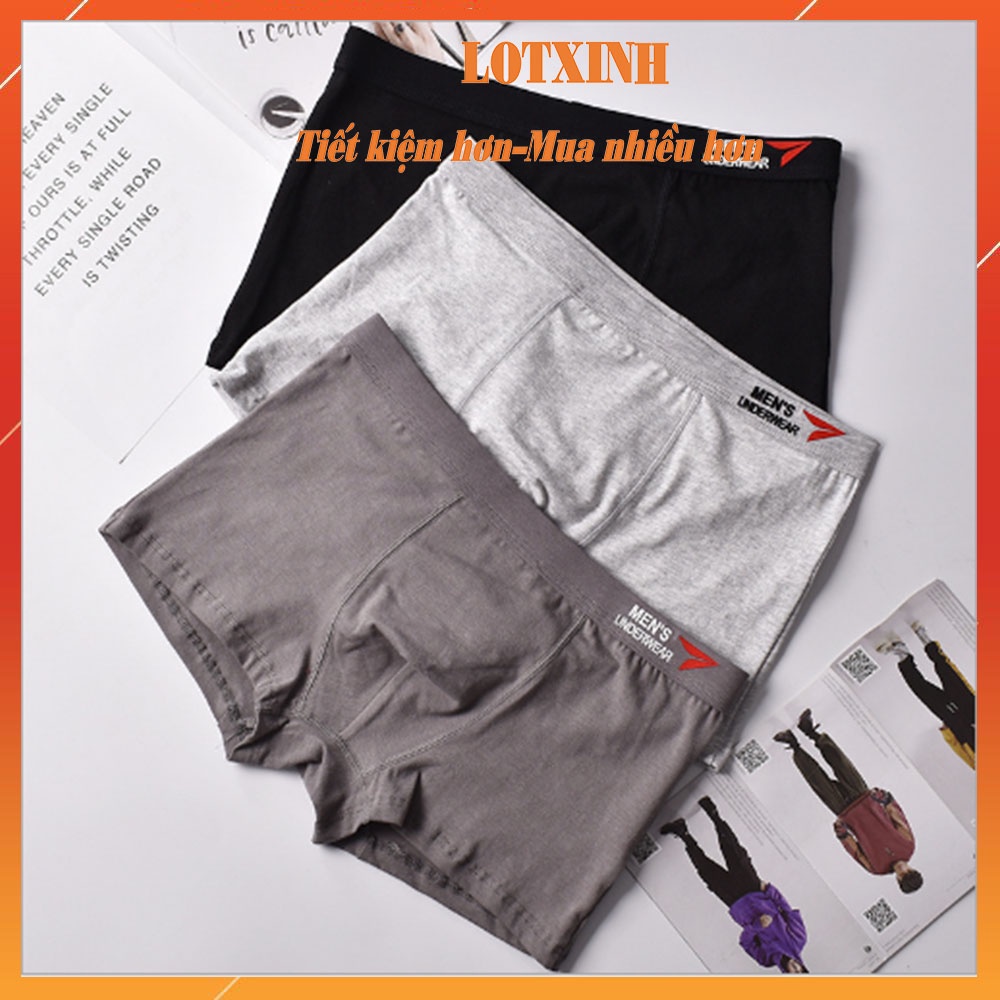 [Hộp 4 Chiếc] Quần Lót nam Boxer Cao Cấp UnderWear, Quần Sịp Nam Đùi vải Coton Siêu Đẹp LOTNAM09