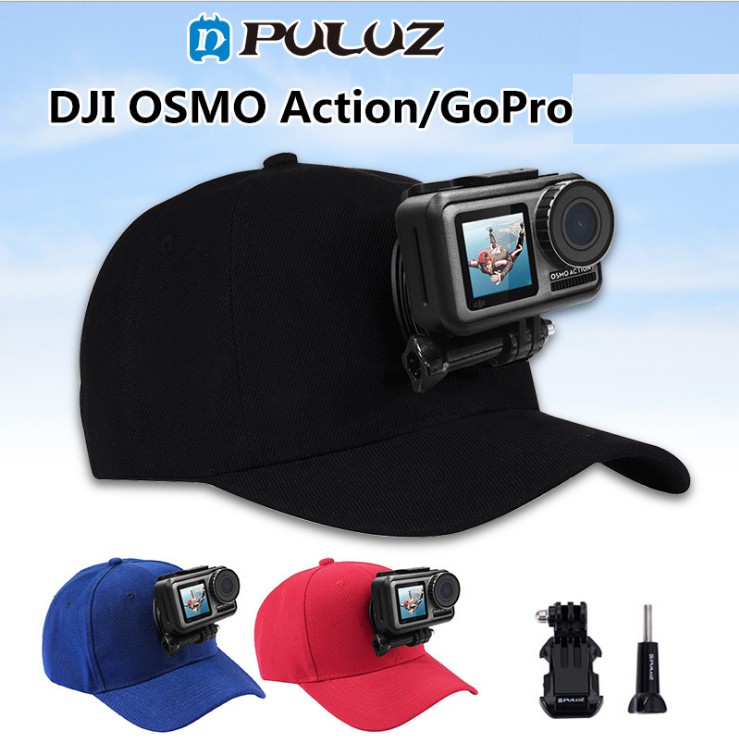 Mũ lưỡi trai gắn GoPro 8 / 7 / 6 / 5 và Action Cam hãng Puluz kèm đế và vít vặn