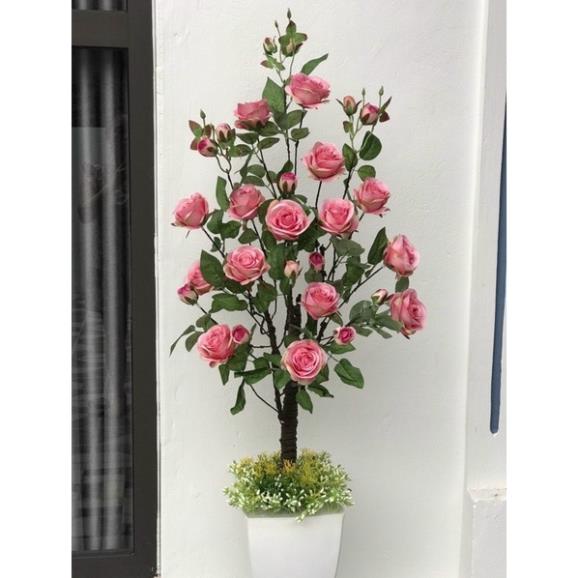 Cây hồng tư quy cao cấp - hoa lụa -hoa giả - cây giả deco