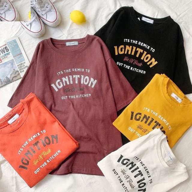 Áo Thun Ignition Form Rộng PEONYB Nữ [FREESHIP]  Phông tay lỡ in hình vintage phong cách 3158 đẹp hàn quốc Ulzzang