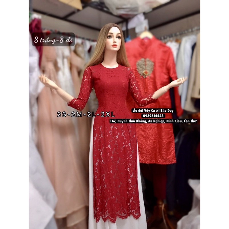 Áo dài ren trắng