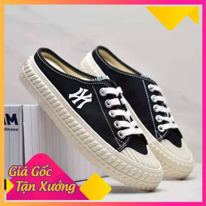 Giày Sục lười nữ thể thao  MLB ny đạp gót màu Đen sneaker nam nữ Hot trend