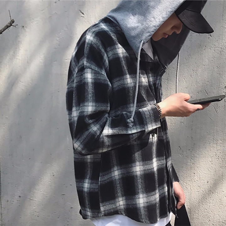 áo khoác caro kèm nón hot nhất (màu đen) - J001/5 | BigBuy360 - bigbuy360.vn