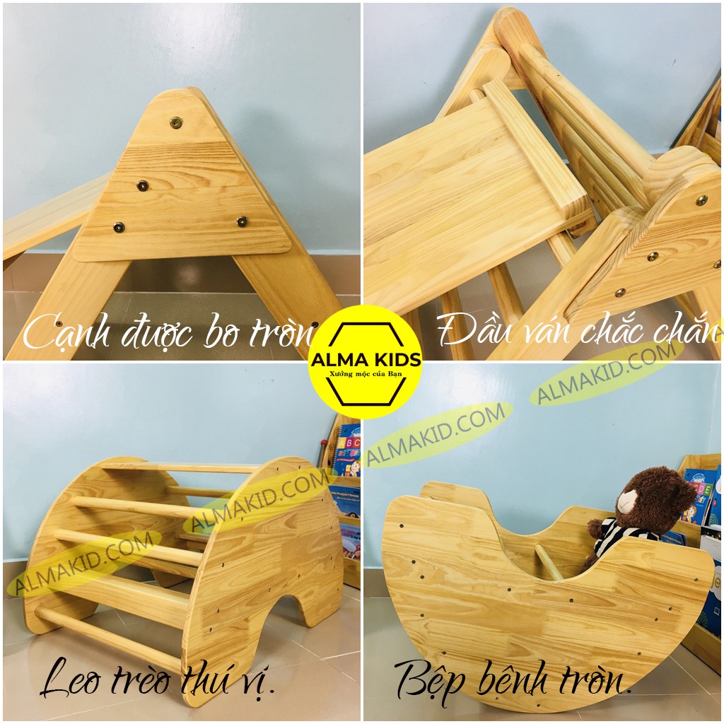 Cầu Trượt Cho Bé Giúp Tăng Thể Lực Pikler Triangle Alma Kids AMK2109 – Bộ Vận Động.
