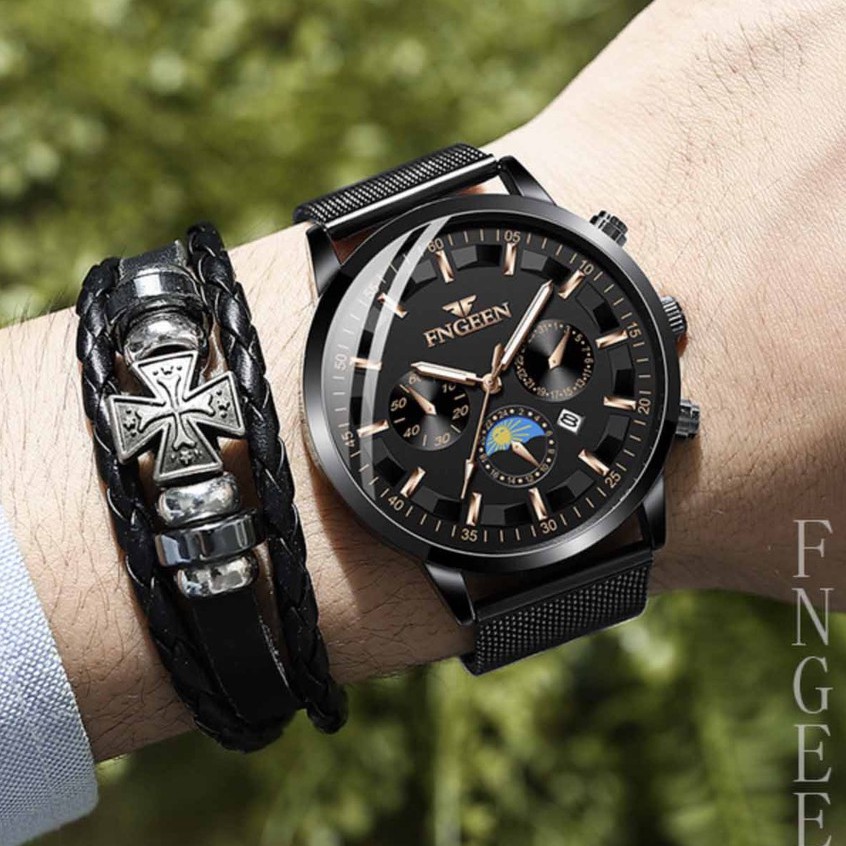 Đồng hồ nam FNGEEN chính hãng, dây thép nhuyễn lịch lãm sang trọng, siêu giảm giá, lên tay cực đẹp ( Mã: AF21 )