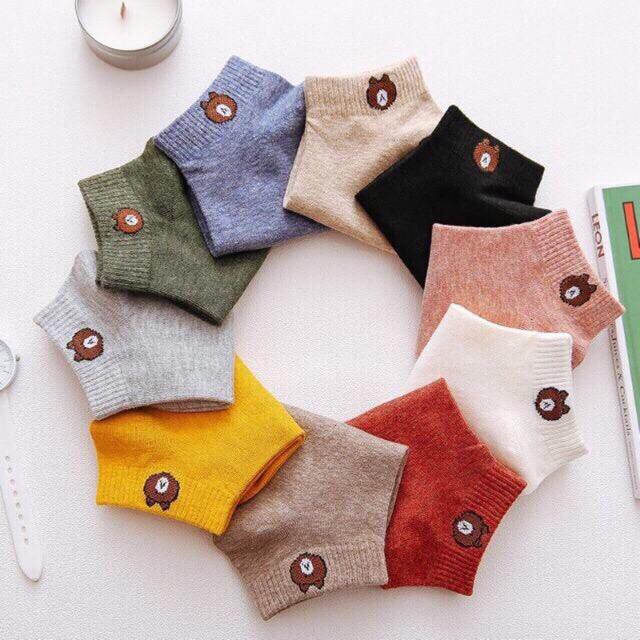 Túi 10 đôi vớ, tất cổ ngắn hình gấu siêu dễ thương