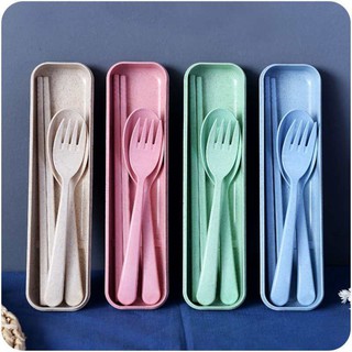 Bộ đũa thìa dĩa làm từ thân lúa mạch a533 xuất hàn quốc -